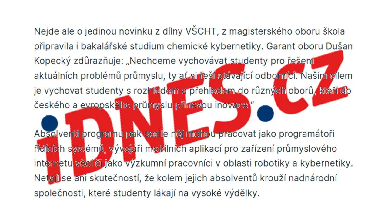 Bakalářské studium chemické kybernetiky