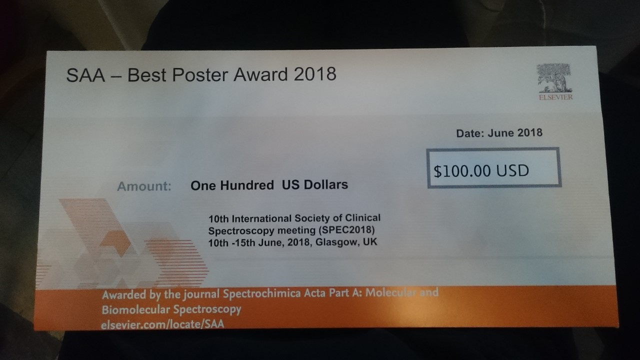 Best Poster Award na konferenci SPEC 2018