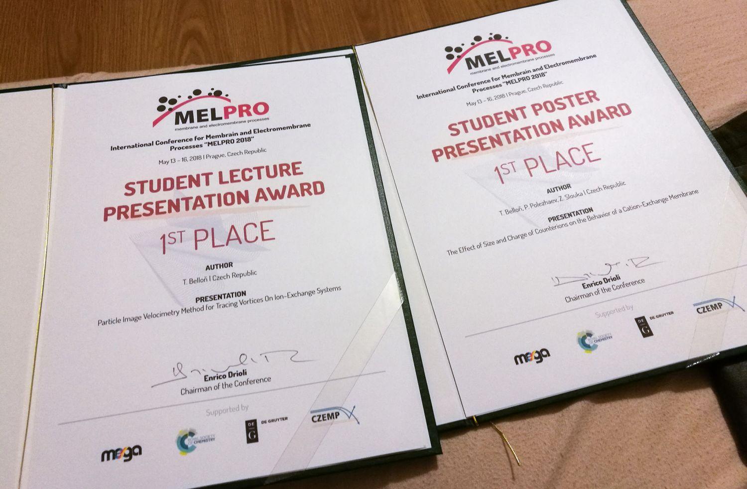 MELPRO ocenění za nejlepší studentskou prezentaci i poster